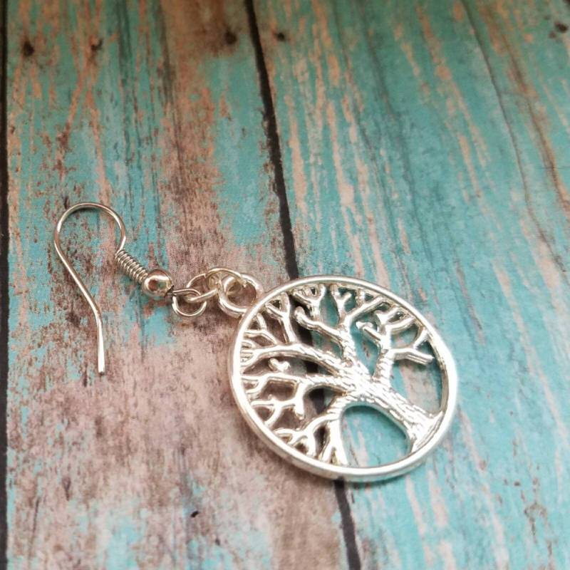 Baum Des Lebens Ohrringe Silberfarbener Boho Schmuck von TiffanyTwists