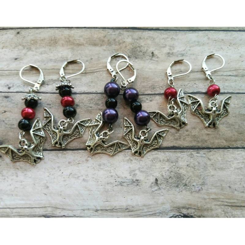 Fledermaus Ohrringe Halloween Perlen Schmuck von TiffanyTwists