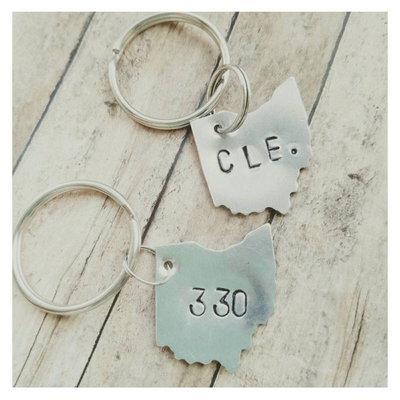 Gestempelt Ohio Schlüsselanhänger Cleveland, Akron, Oder Custom Area Code von TiffanyTwists