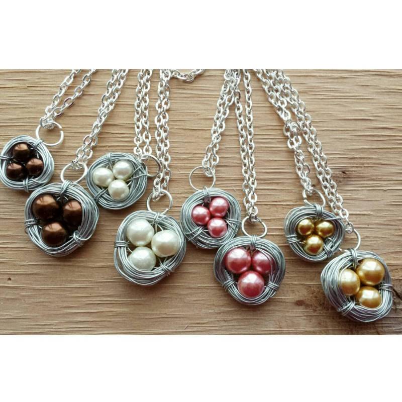 Mutter Tochter Vogel Nest Halsketten-Set Perlen-Perlen-Familien-Schmucksachen von TiffanyTwists