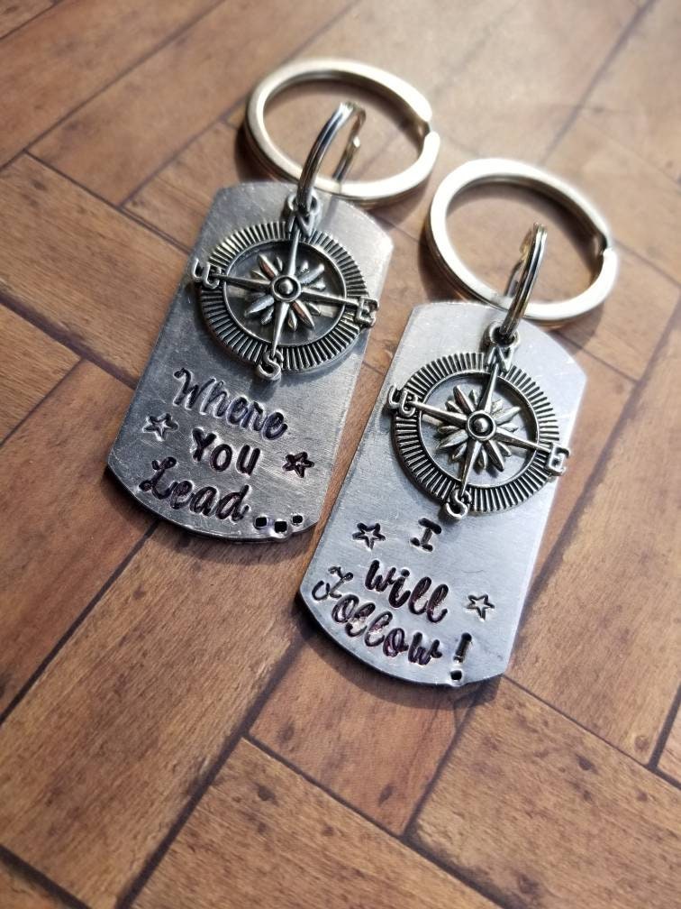 "Paar Schlüsselanhänger Set "Wohin Du Führst" Kompass Anhänger" von TiffanyTwists