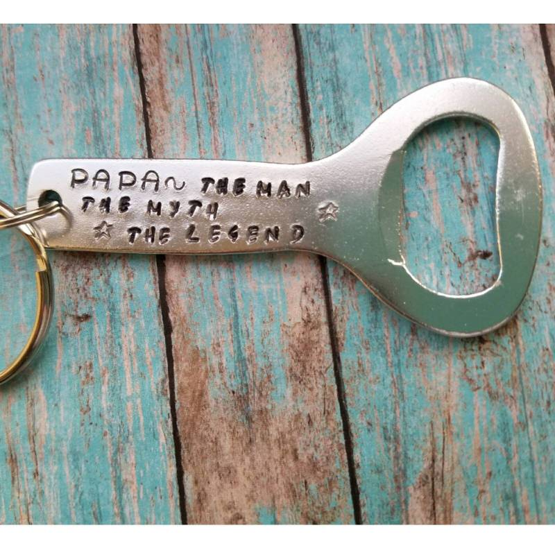 Hand Gestempelt Papa Schlüsselanhänger Aluminium Flaschenöffner Geschenk von TiffanyTwists