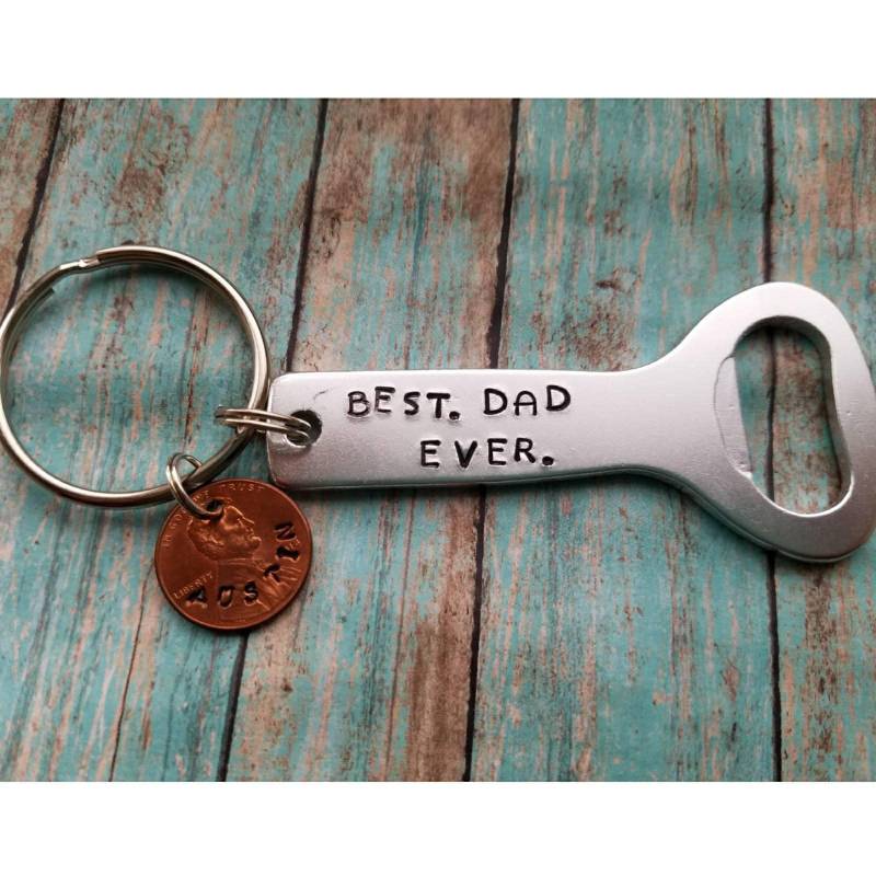 Personalisierte Papa Flaschenöffner Schlüsselbund Hand Gestempelt Aluminium Geschenk von TiffanyTwists