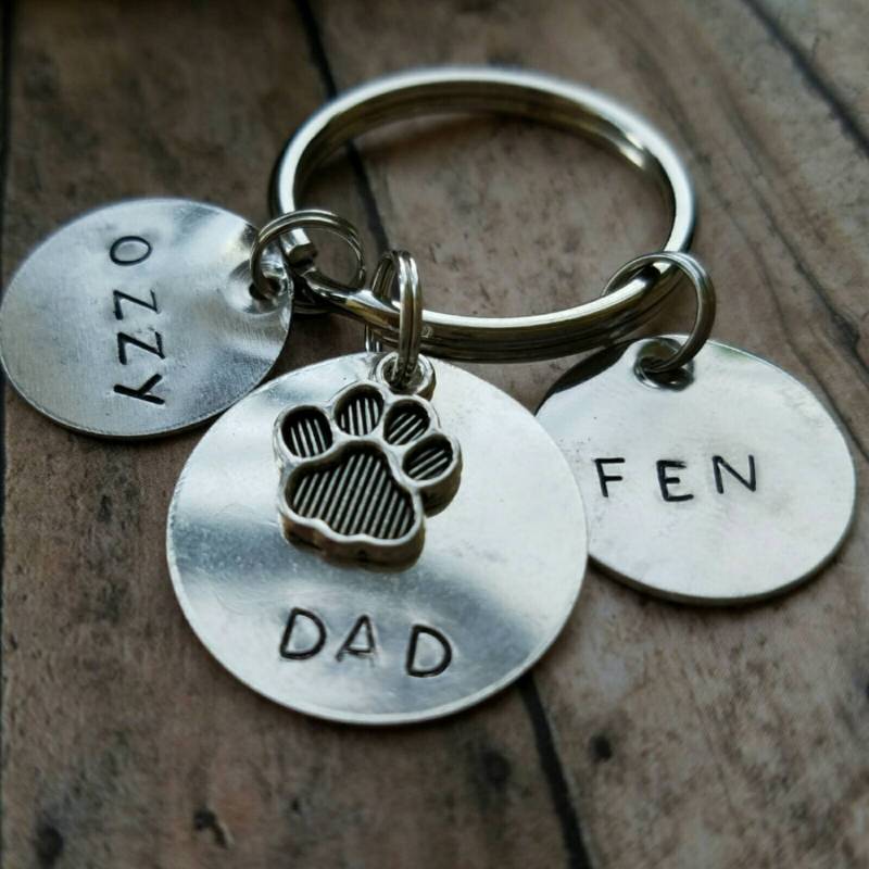 Personalisierter Haustier Schlüsselbund Hand Gestempelt Hund Papa Schmuck, Pfote Charm von TiffanyTwists