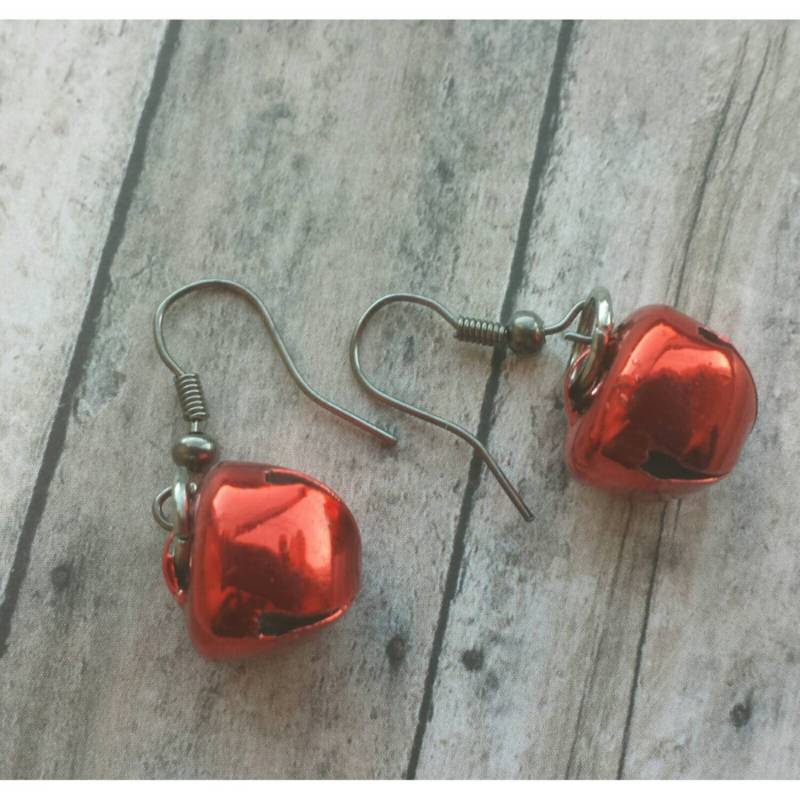 Red Jingle Bell Weihnachtsohrringe, Feiertagsschmuck von TiffanyTwists