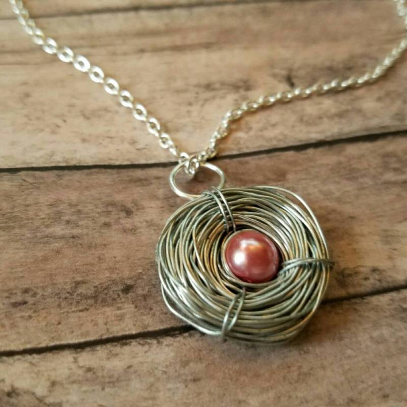 Rose Oktober Geburtsstein Vogel-Nest-Halskette Werdende Mutter Geschenk von TiffanyTwists