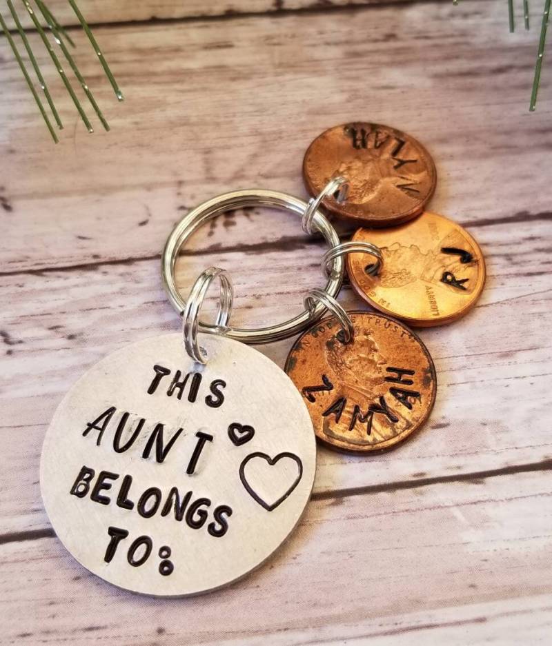 Tante Schlüsselanhänger Hand Gestempelt Name Charms, Geschenk von TiffanyTwists