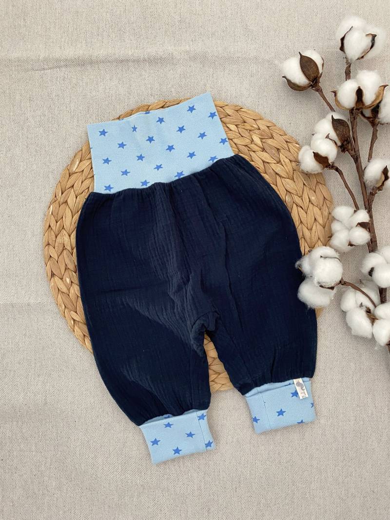 Baby Pumphose Musselin 44-92 Junge Mädchen Unisex Sterne Mitwachshose Sommerhose von Tifilou