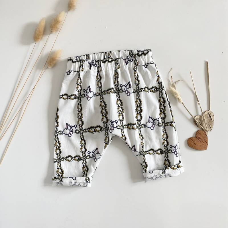 Baby Sommerhose 74/80 Weiß Gold Ausgefallenes Design Mädchen Pumphose Baggypants Jogger Haremshose Hose Babyhose Stretchhose von Tifilou