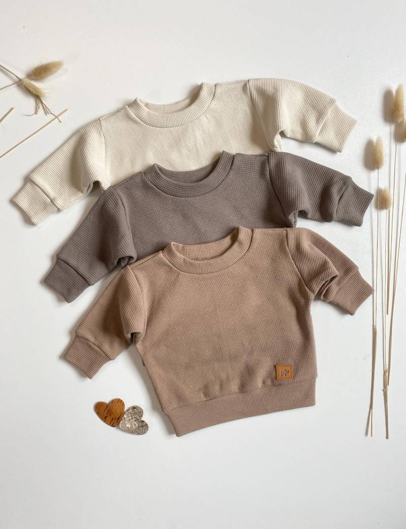 Oversized Sweater 50-104 Waffeljersey Warmes Sweatshirt Baby Kleinkind Pullover Langarmshirt Pulli T-Shirt Babypullover Kleinkindpulli von Tifilou