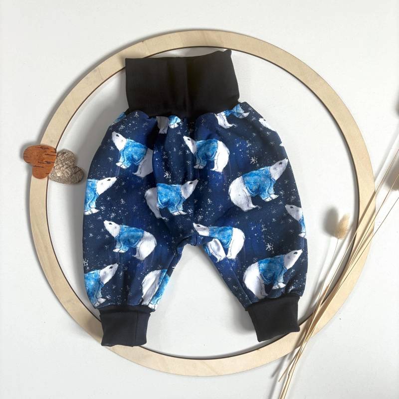 Warme Baby Pumphose 74-92 Mädchen Junge Alpenfleece Wintersweat Warme Hose Eisbären Winterhose Mitwachsende Babyhose von Tifilou