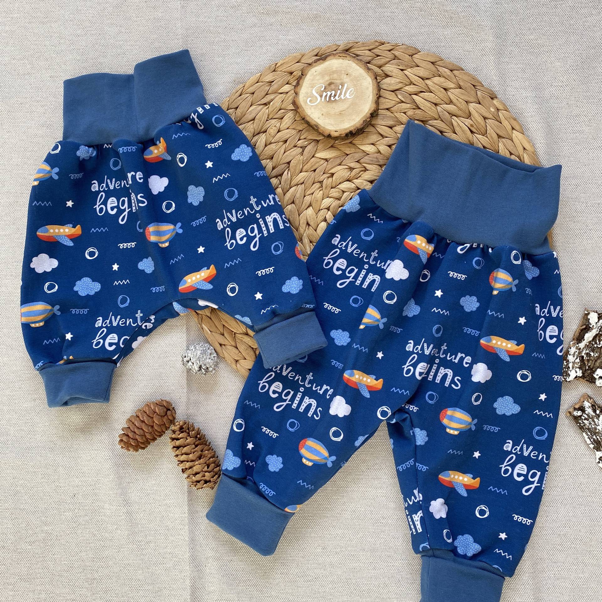 Winter Baby Pumphose 50/56 Und 74/80 Warme Hose Für Jungen Alpenfleece Wintersweat Adventure Begins von Tifilou