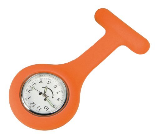Tiga-Med Schwesternuhr Silikon 2er Set (=2Stück) orange Smiley Silikon Krankenschwesteruhr Uhr Pulsuhr mit Silikongehäuse und Anstecknadel von Tiga-Med
