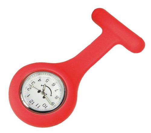 Tiga-Med Schwesternuhr Silikon rot Smiley 2er Set (= 2 Stück) Nadel Krankenschwesternuhr Kitteluhr Pulsuhr von Tiga-Med