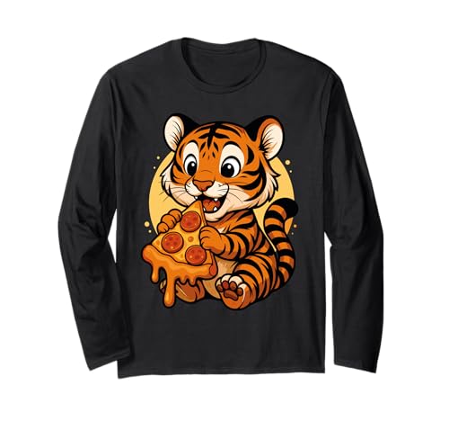 Lustiger Tiger isst Pizza Grafik Jungen Mädchen Tiger Lover Langarmshirt Lustiger Tiger isst Pizza Grafik Jungen Mädchen Tiger Lover Langarmshirt von Tiger Eating Pizza Graphic Design