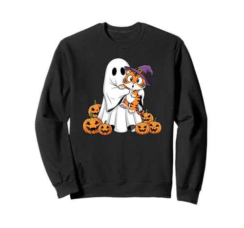 Lustiger Geist Tiger Kürbis Halloween Kinder Herren Damen Sweatshirt Lustiger Geist Tiger Kürbis Halloween Kinder Herren Damen Sweatshirt von Tiger Lovers Cute Halloween Outfits for Boy Girl
