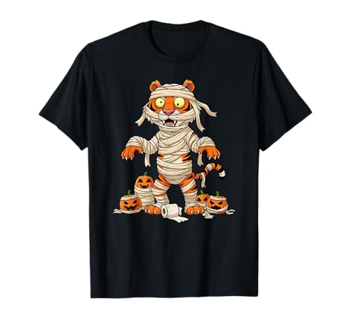 Lustiger Tiger Mumie Kürbis Halloween Kinder Herren Damen T-Shirt von Tiger Lovers Cute Halloween Outfits for Boy Girl