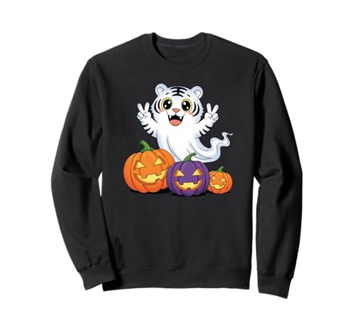 Lustiger Tiger Geist Kürbis Boo Halloween Kinder Herren Damen Sweatshirt Lustiger Tiger Geist Kürbis Boo Halloween Kinder Herren Damen Sweatshirt von Tiger Lovers Halloween Ghost Pumpkin Outfits