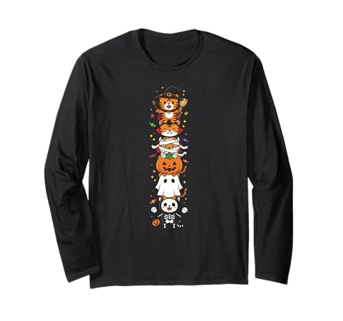 Lustiger Tiger Hexe Vampir Geist Halloween Kinder Herren Damen Langarmshirt von Tiger Lovers Halloween Skeleton Mummy Outfits