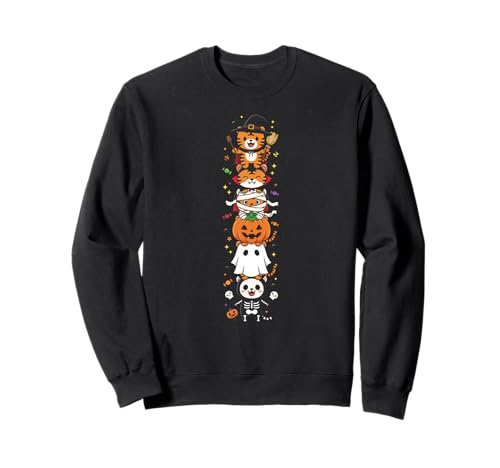 Lustiger Tiger Hexe Vampir Geist Halloween Kinder Herren Damen Sweatshirt von Tiger Lovers Halloween Skeleton Mummy Outfits