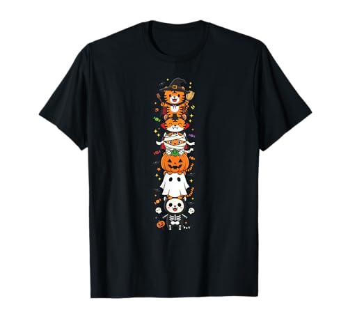 Lustiger Tiger Hexe Vampir Geist Halloween Kinder Herren Damen T-Shirt von Tiger Lovers Halloween Skeleton Mummy Outfits