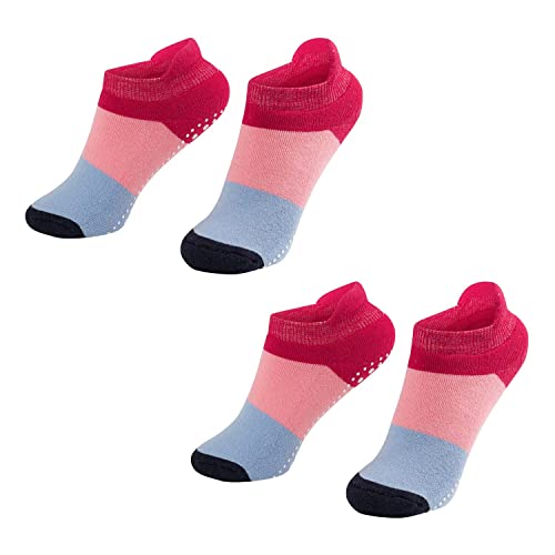 2 Paar ABS Socken Kinder Gr. 35-38, Frottee Socken, Stoppersocken, Anti-Rutsch Socken mit Noppen, Kindersocken, Ringelsocken Kinder, Haussocken Kinder, Kuschelsocken (2 Paar Rosa) von Tiger's Milk