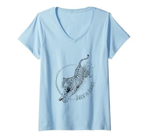 Damen Geboren, um einen wilden Tiger zu treffen, wilder Raubtierinstinkt, Dschungel T-Shirt mit V-Ausschnitt Damen Geboren, um einen wilden Tiger zu treffen, wilder Raubtierinstinkt, Dschungel T-Shirt mit V-Ausschnitt von TigerCore