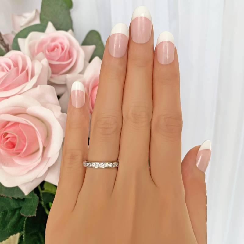 1 Ctw Rundschliff Voller Eternity Channel Ehering, Verlobungsring, Künstlicher Diamant Simulant, Versprechensring, Absteckring, Sterlingsilber von TigerGemstones