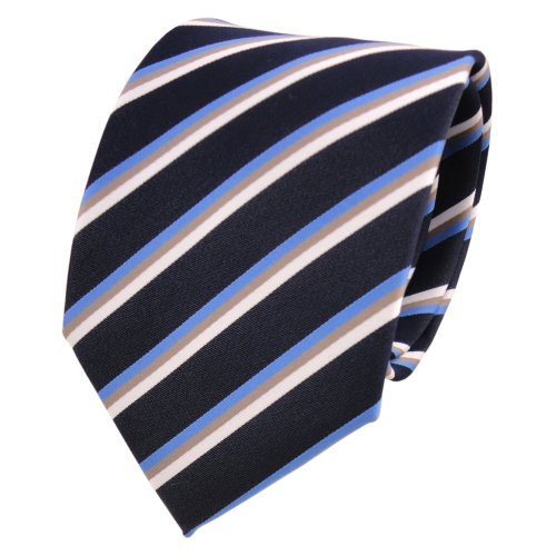 Designer Krawatte blau dunkelblau beige weiß gestreift - Schlips Binder Tie Designer Krawatte blau dunkelblau beige weiß gestreift - Schlips Binder Tie von TigerTie