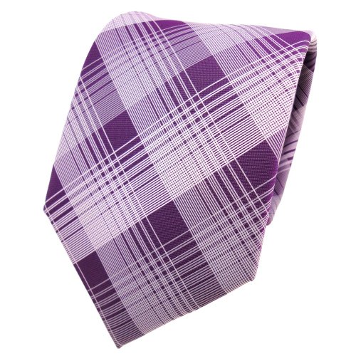 Designer Krawatte lila violett silber grau kariert - Schlips Binder Tie von TigerTie