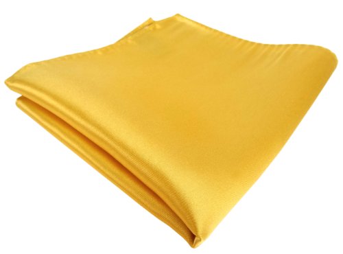 TigerTie gewebtes Satin Seideneinstecktuch in gold hellgold - Einstecktuch 100% reine Seide von TigerTie