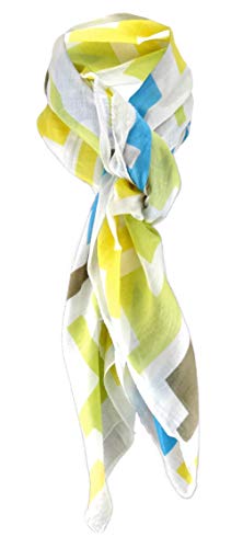 Halstuch in grün türkis gelb braun weissgrau gemustert - Tuch Gr. 100 x 100 cm von TigerTie