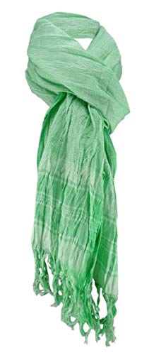 Halstuch in grün weiß fein kariert Gr. 200 cm x 50 cm - Tuch Schal Baumwolle von TigerTie