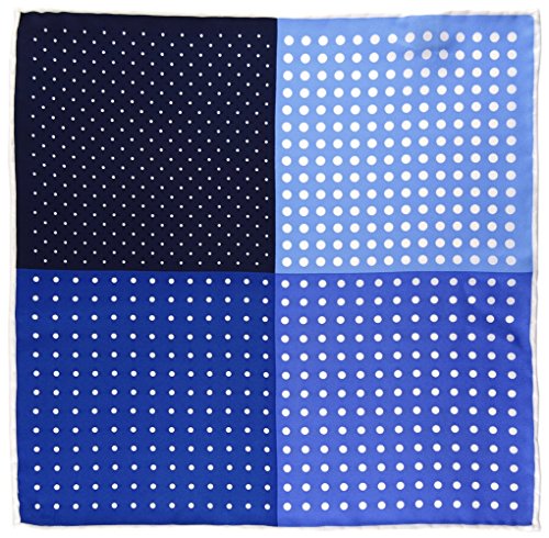 TigerTie Multi Einstecktuch in marine royal blau dunkelblau weiss gepunktet - 100% Seide von TigerTie