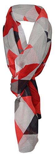 TigerTie Schal in rot weinrot schwarz grau anthrazit gemustert - 100% Modal - 180 x 70 cm von TigerTie