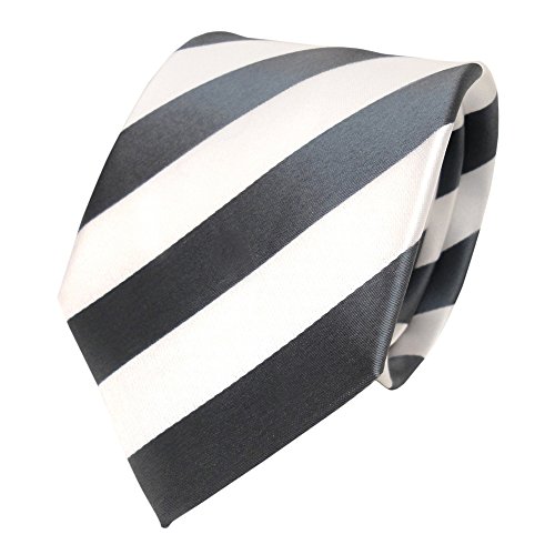 TigerTie Schicke Designer Krawatte - Schlips Binder grau silber weiss gestreift - Tie von TigerTie