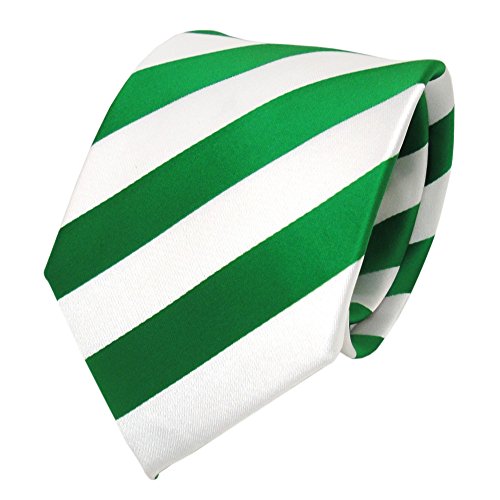 TigerTie Schicke Designer Krawatte - Schlips Binder grün leuchtgrün weiß gestreift - Tie von TigerTie