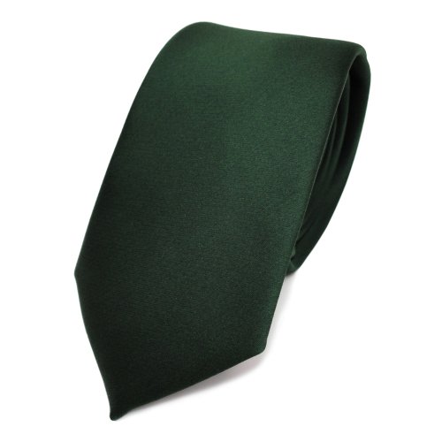 TigerTie Herren Krawatte 6 cm schmale Satin Tie in grün dunkelgrün tannengrün einfarbig uni Business, festliche Veranstaltungen und Freizeit von TigerTie