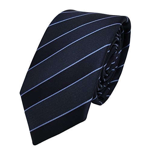 TigerTie - schmale Designer Krawatte in blau dunkelblau gestreift von TigerTie