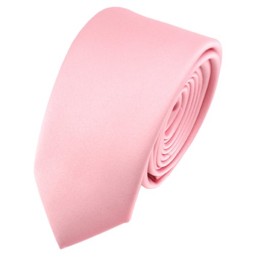 TigerTie - schmale Satin Krawatte in rosa dunkelrosa Uni einfarbig von TigerTie