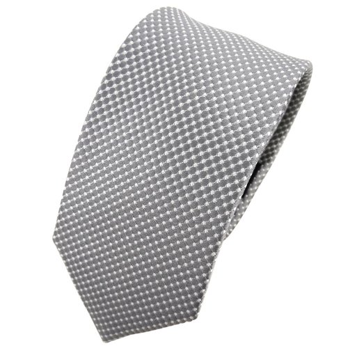 TigerTie - schmale Designer Seidenkrawatte in grau silber gepunktet TigerTie - schmale Designer Seidenkrawatte in grau silber gepunktet von TigerTie