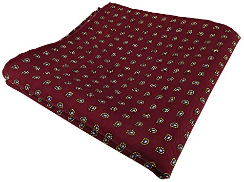 TigerTie Seideneinstecktuch in bordeaux gold blau grau Paisley - Einstecktuch 100% Seide von TigerTie