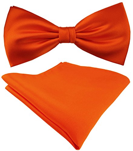 TigerTie Seidenfliege Satin Einstecktuch in Uni orange - 100% reine Seide von TigerTie