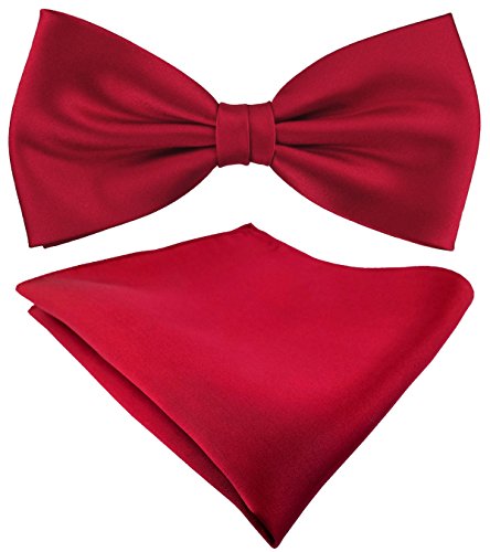 TigerTie Seidenfliege Satin Einstecktuch in Uni rot - 100% reine Seide von TigerTie