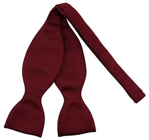 TigerTie Selbstbinder - Querbinder Fliege aus 100% Polyester, Farbe Bordeaux - Qualität in Satin + Geschenkbox mit Anleitung von TigerTie