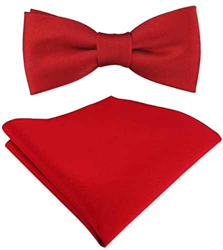 TigerTie - Set Kleinkinder Baby Fliege in rot knallrot einfarbig mit Gummizug 29 bis 40 cm Halsumfang verstellbar + Einstecktuch + Aufbewahrungsbox von TigerTie