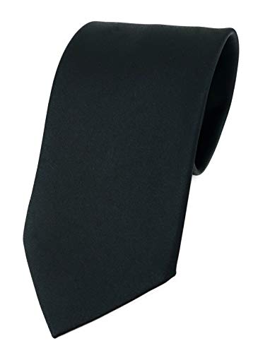 TigerTie - Breite Designer Krawatte in schwarz Unicolor einfarbig - Trauerkrawatte 100% Polyester - Krawattenbreite 8,5 cm von TigerTie