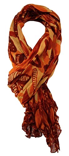 TigerTie - Chiffon Designer Schal in orange rot gemustert von TigerTie