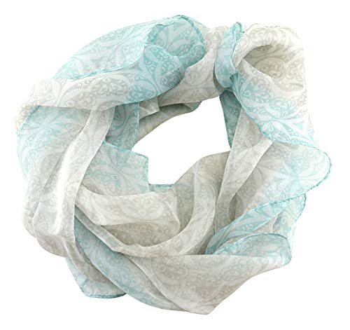 TigerTie - Chiffon Designer Seidenschal in mint beige gemustert - Halstuch Gr. 160 x 30 cm von TigerTie