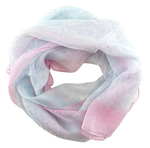TigerTie - Chiffon Designer Seidenschal in rosa mint grau gemustert - Halstuch Gr. 160 x 30 cm von TigerTie
